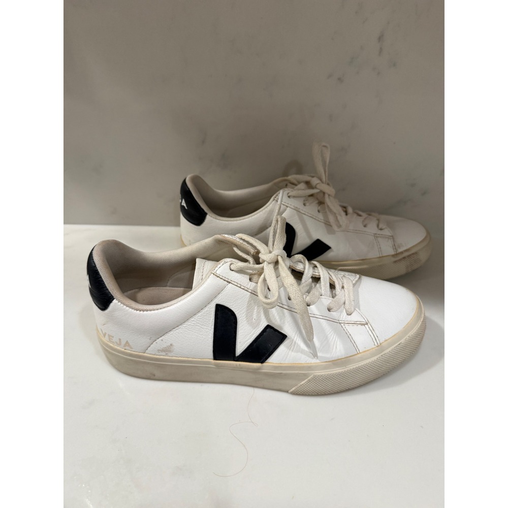 Veja Esplar White Black Leather Low Top Sneakers Womens Size 8 EUR 39
